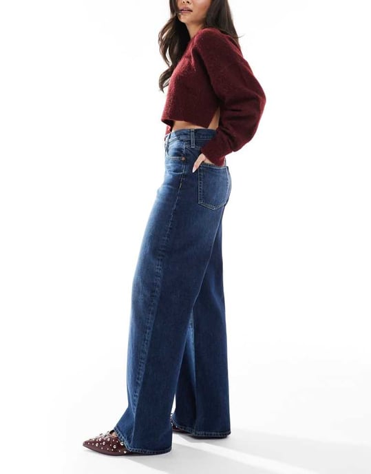 Calvin Klein Jeans wide leg jeans in dark tint - Image 2