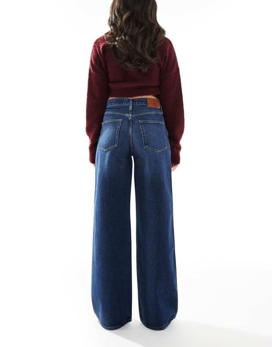 Calvin Klein Jeans wide leg jeans in dark tint - Image 3