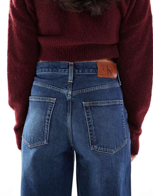 Calvin Klein Jeans wide leg jeans in dark tint - Image 4