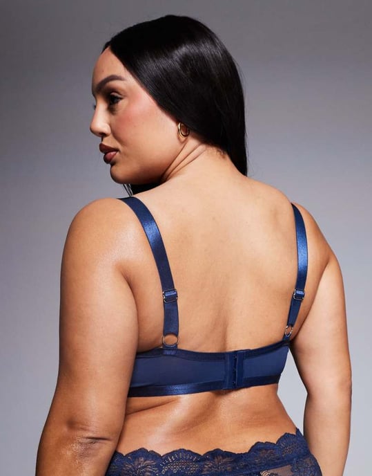 ASOS DESIGN Curve Ashley lace underwired bra in navy - Image 2