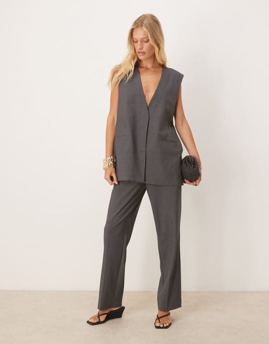AWARE oversized tailored waistcoat co-ord in dark grey - Image 2