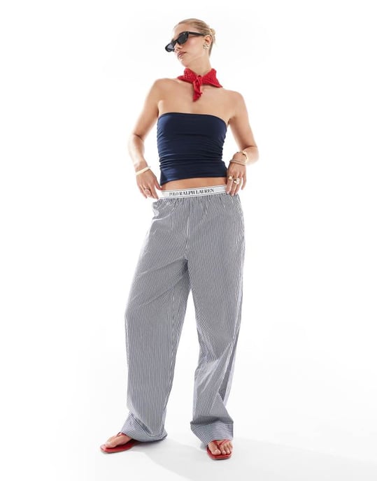 Hollister reversible foldover tube top in navy and grey - Image 3