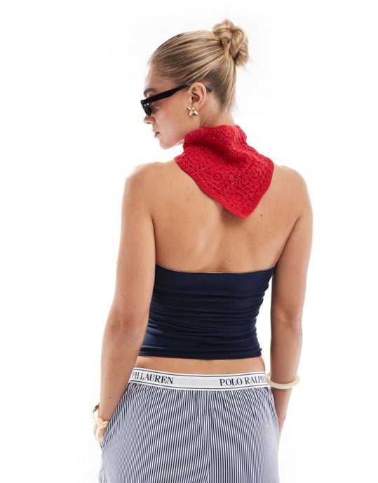 Hollister reversible foldover tube top in navy and grey - Image 4