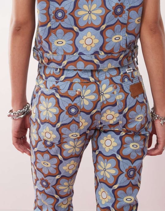 Wrangler co-ord bootcut 70s print jeans in blue - Image 4