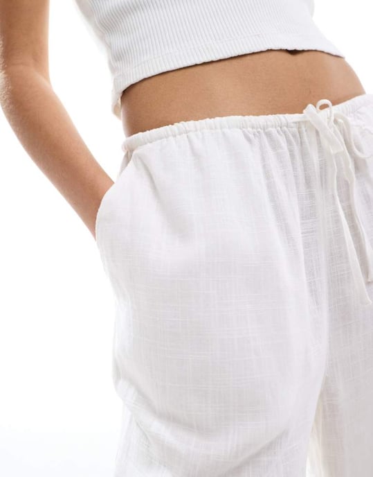 ASOS DESIGN linne culottes i vitt - Image 4