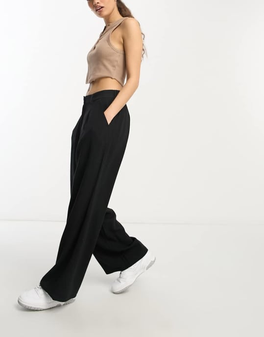 ASOS DESIGN Petite vida byxor med linne i svart - Image 3