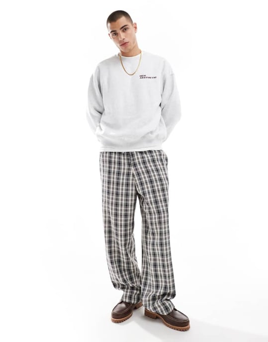 ASOS DESIGN smarta vida rutiga byxor i svart - Image 1
