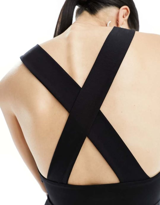 Edited cross back pinafore playsuit in black - Image 3