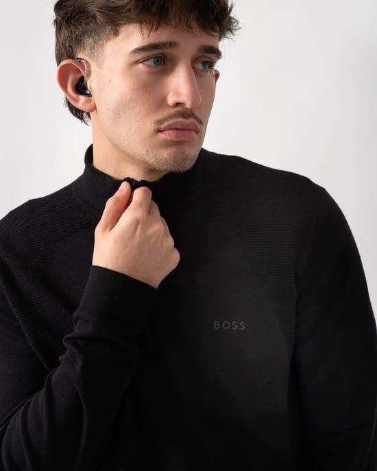 Momentum-Lite 1/4 Zip Jumper in Black - Image 4