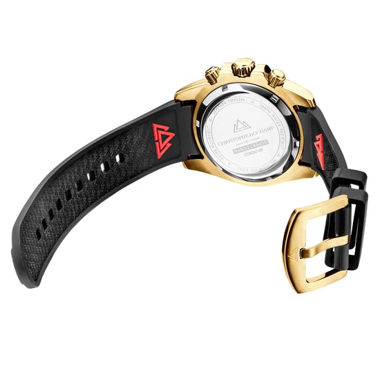Men's Black/Gold Marine Chrono Rubber Watch 42mm - Image 3