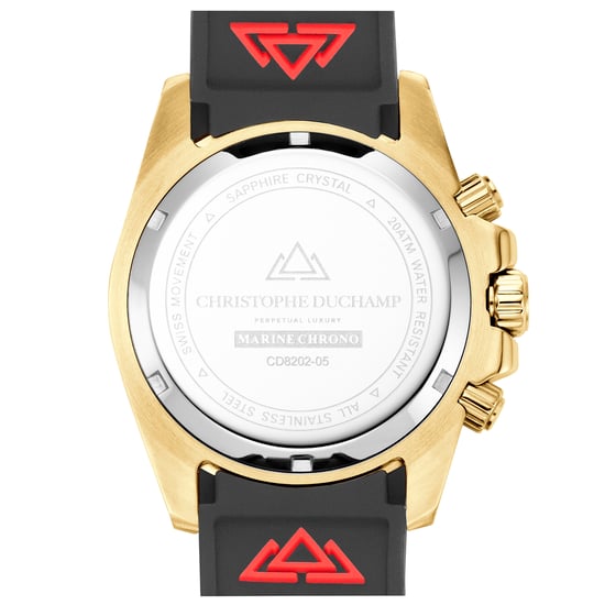 Men's Black/Gold Marine Chrono Rubber Watch 42mm - Image 4