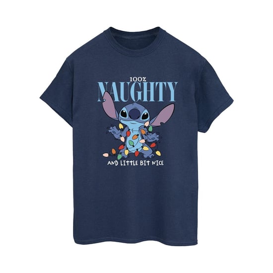 Disney Dames/Dames Lilo & Stitch Naughty & Nice Katoenen Vriendje T-shirt (Marineblauw) - Image 2