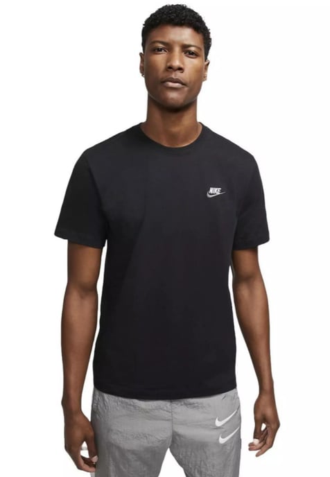 Nike Sportswear Club Mens T Shirt in Black / White / Gold Logo - Image 1