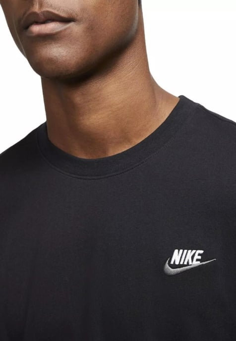 Nike Sportswear Club Mens T Shirt in Black / White / Gold Logo - Image 3