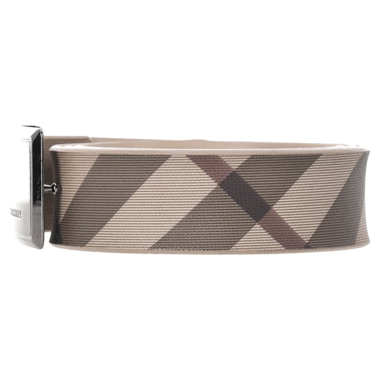 Burberry Check-Print Plaque Buckle Belt in Beige PVC - Image 2