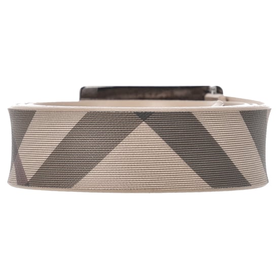Burberry Check-Print Plaque Buckle Belt in Beige PVC - Image 3