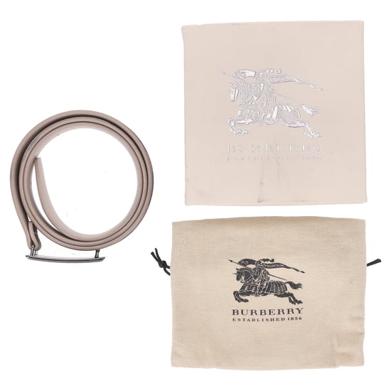 Burberry Check-Print Plaque Buckle Belt in Beige PVC - Image 5