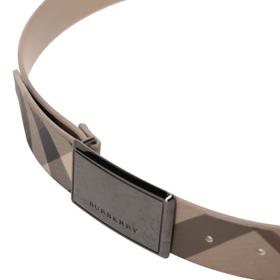 Burberry Check-Print Plaque Buckle Belt in Beige PVC - Image 6