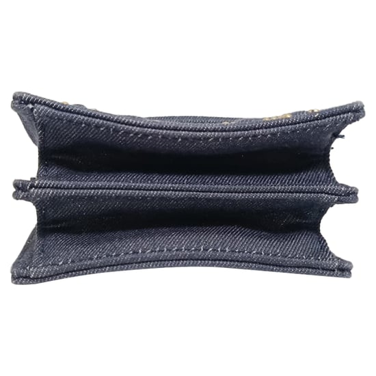 Dior Diorama verticale clutch met studs in marineblauwe katoenen denim - Image 4