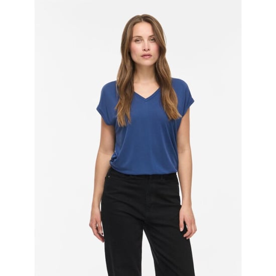 Vila vitevira v-neck ss top/vol 14114734 medium blue denim - Image 3