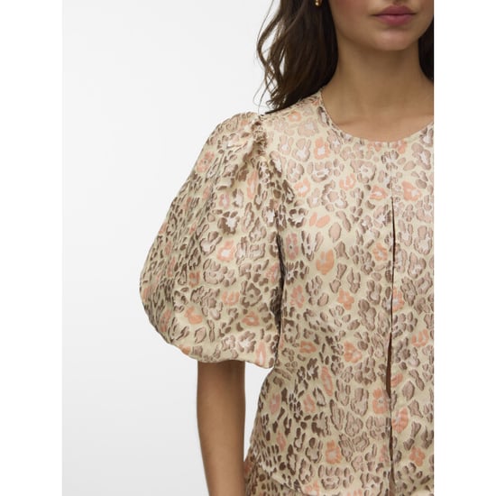 Vero Moda vmbarbara 2/4 o-neck top exp 10352600 birch leopard - Image 3