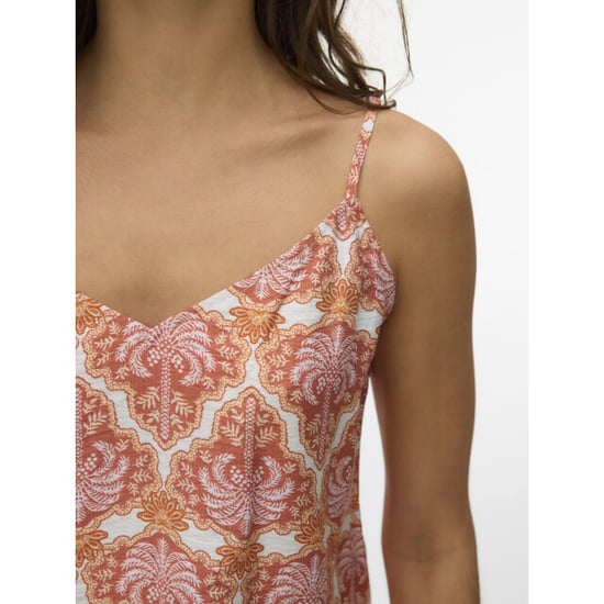 Vero Moda vmevelijn singlet top exp 10349829 snow white langoustino palm - Image 3