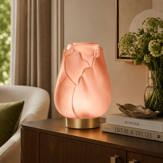 Casa di Elturo Led tafellamp tulipa glas – goudkleurige voet xl Ø18,5 x 27 cm (werkt - Image 2