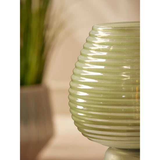 Casa di Elturo Led tafellamp liora glazen – geribbeld glas – Ø18 x 23 cm – draadloze - Image 3