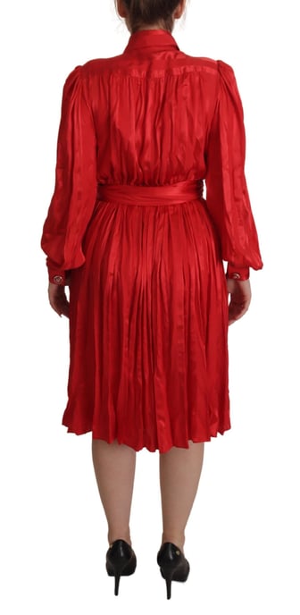 Dolce Gabbana Röd Silke Midiklänning - Image 2