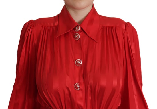 Dolce Gabbana Röd Silke Midiklänning - Image 3