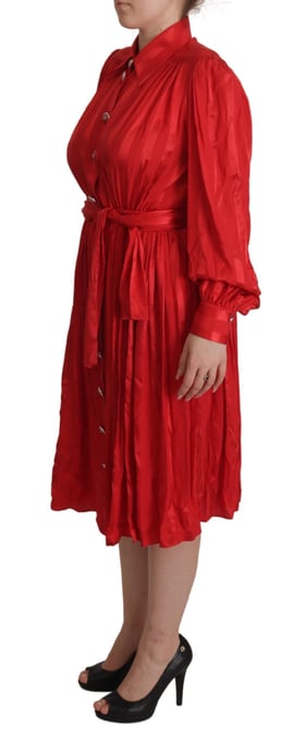 Dolce Gabbana Röd Silke Midiklänning - Image 4