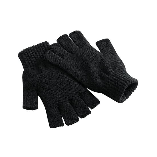 Beechfield Unisex Adult Plain Fingerless Gloves (Black) - Image 1