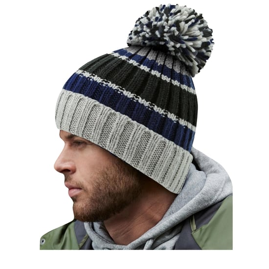 Beechfield Hygge Gestreepte Muts (Staalblauw) - Image 2