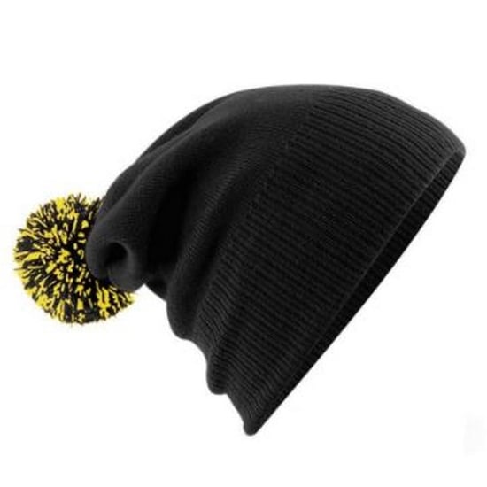 Beechfield Volwassenen Unisex Snowstar Beanie (ZWART/GEEL) - Image 2