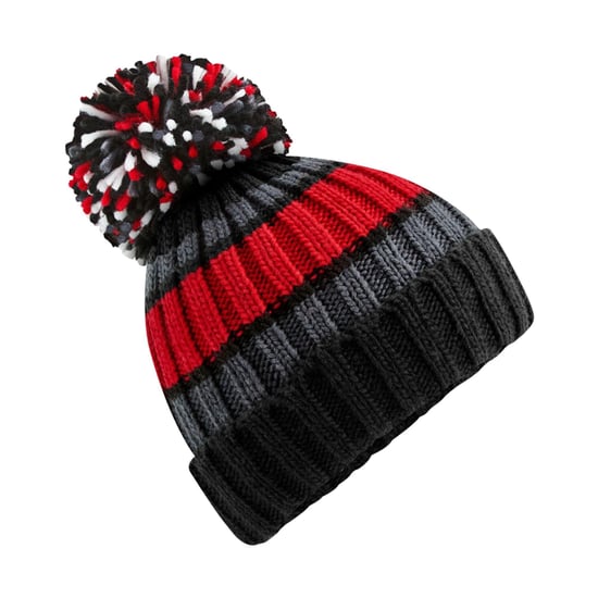 Beechfield Hygge Gestreepte Muts (Zwarte kers) - Image 2