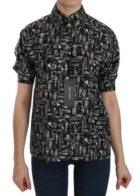 Silk Musical Instrument Print Shirt - Image 1