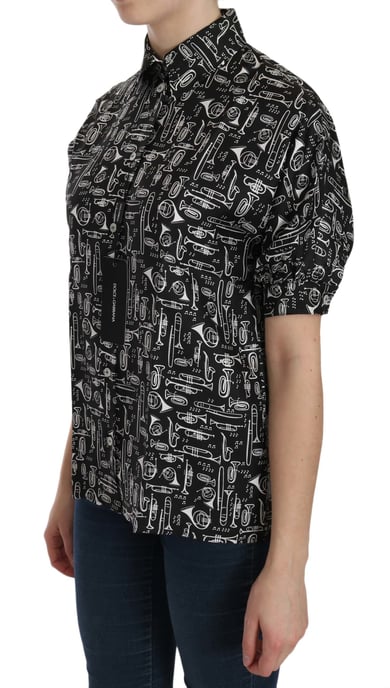 Silk Musical Instrument Print Shirt - Image 2