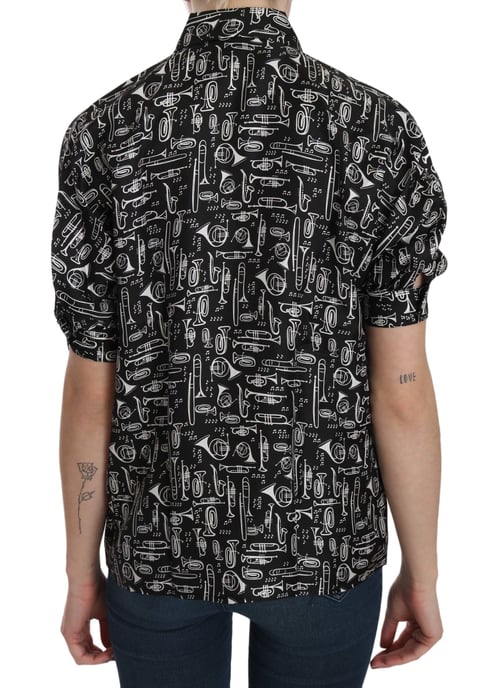 Silk Musical Instrument Print Shirt - Image 3