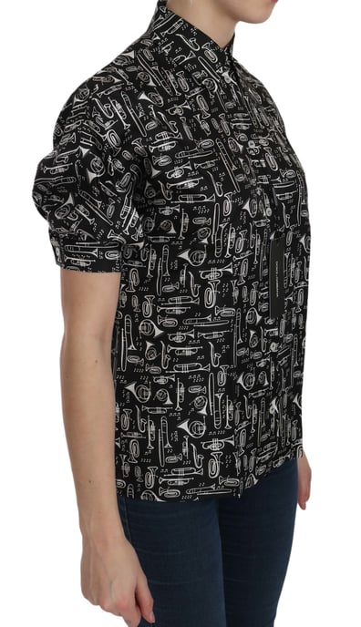 Silk Musical Instrument Print Shirt - Image 4