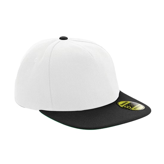 Beechfield Unisex Adult Original Flat Peak Snapback Cap (Wit/zwart) - Image 1