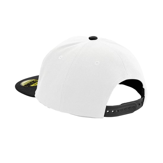Beechfield Unisex Adult Original Flat Peak Snapback Cap (Wit/zwart) - Image 2