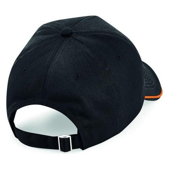 Beechfield Volwassenen Unisex Authentiek 5 paneel Piekdop met leidingen (Zwart/Oranje) - Image 2