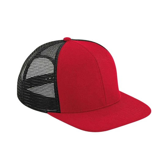 Beechfield Original 6 Panel Flat Peak Trucker Cap (Classic Red/Black) - Image 1