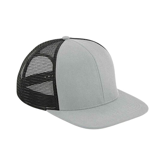 Beechfield Originele 6 Paneel Flat Peak Trucker Cap (Grijs/Zwart) - Image 1