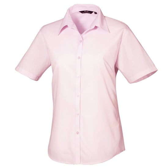 Premier Dames/Dames Popeline Blouse met Korte Mouwen (Roze) - Image 1
