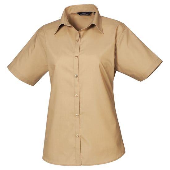 Premier Dames/Dames Popeline Blouse met Korte Mouwen (Khaki) - Image 1