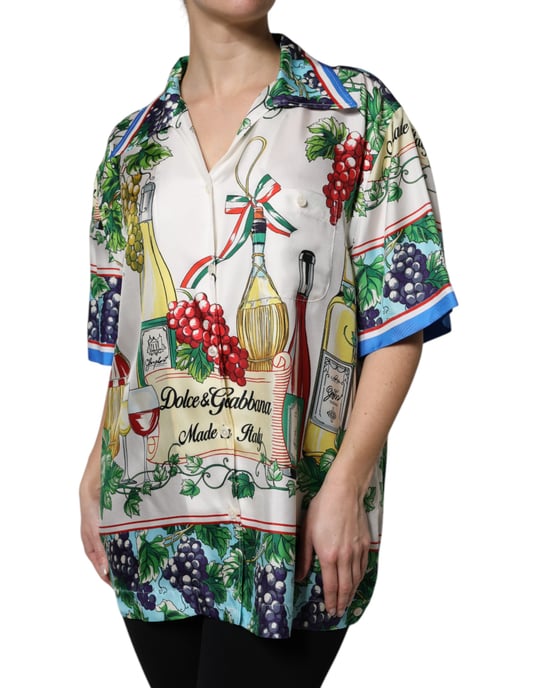 Wine Print Silk Shirt - Image 2