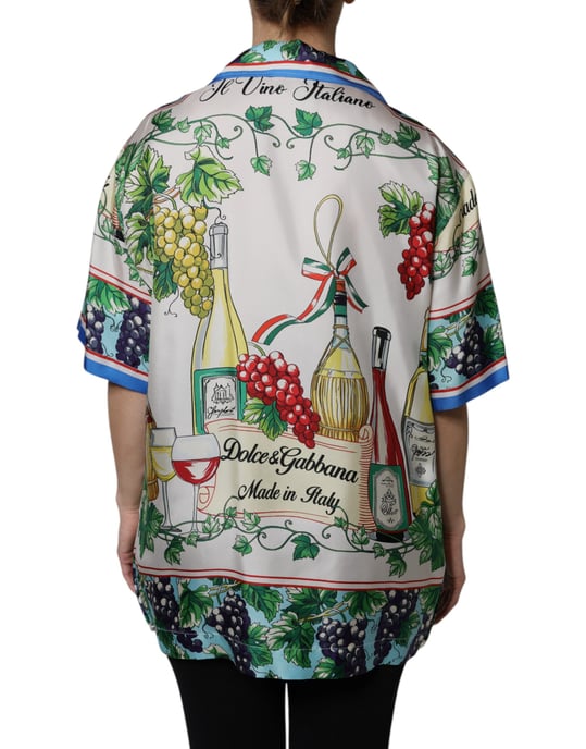 Wine Print Silk Shirt - Image 3