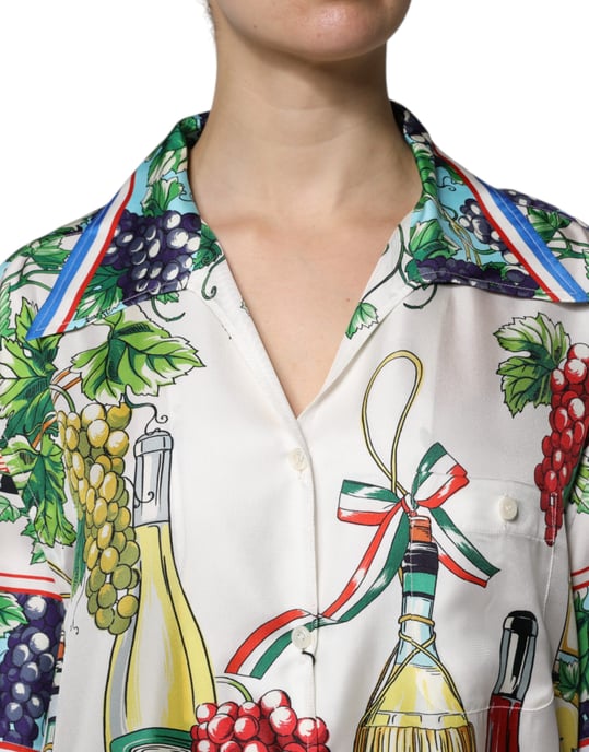 Wine Print Silk Shirt - Image 4