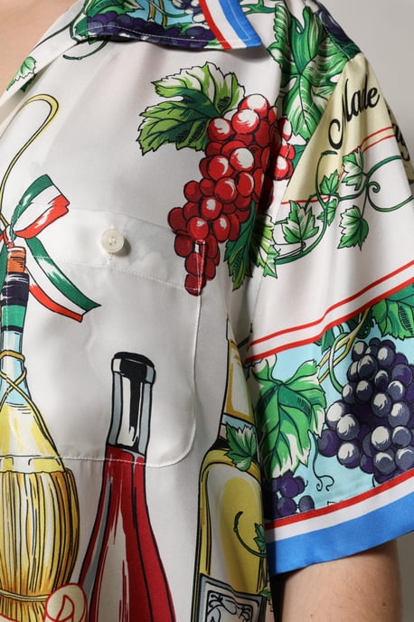 Wine Print Silk Shirt - Image 5